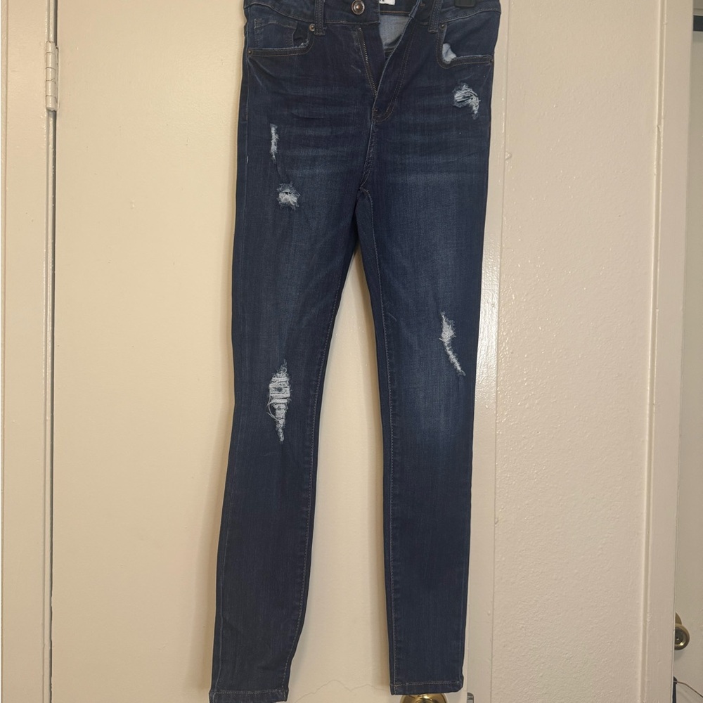 Distressed Blue Jeans